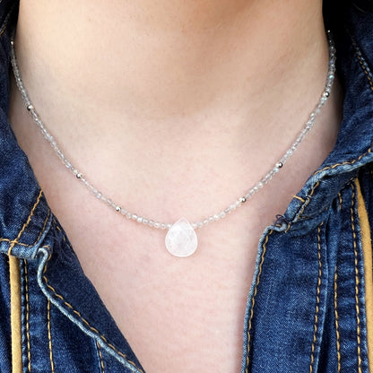 Collar "Protección Espiritual" | Labradorita y Cuarzo cristal | Plata 925