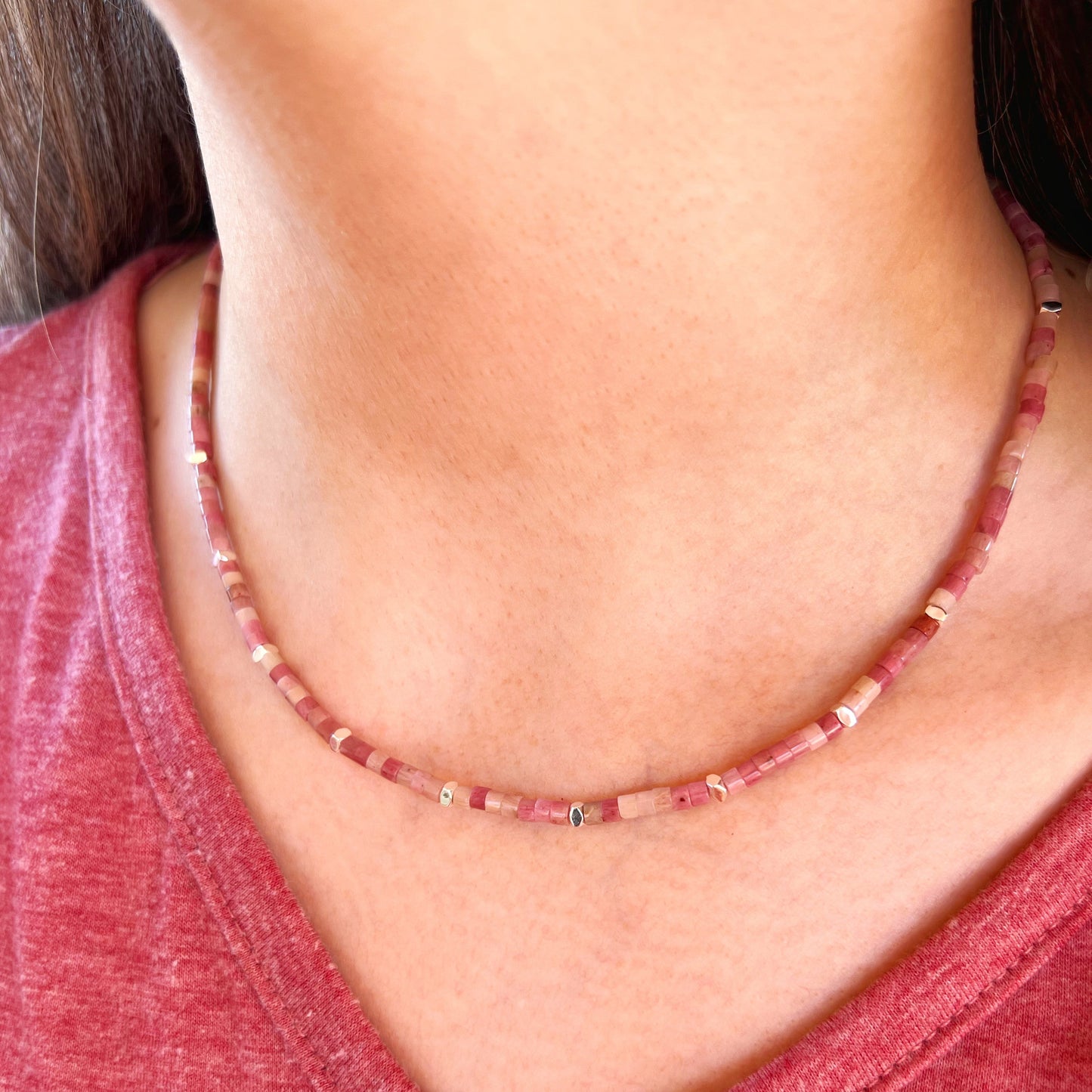 Collar "Sanar desde el corazón"| Rodocrosita y hematita | Plata 925
