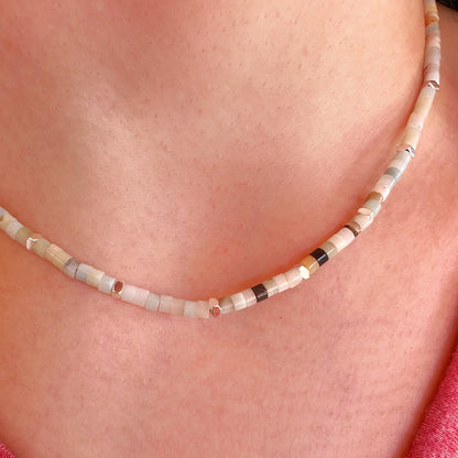 Collar "Calma mental y comunicación honesta" | Amazonita y Hematita | Plata 925