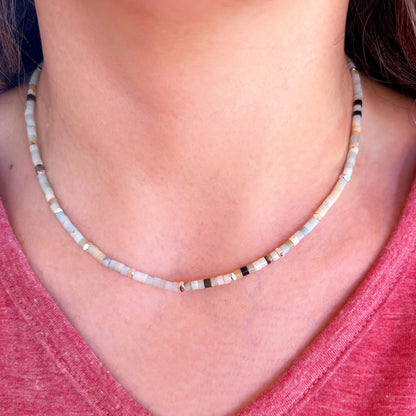 Collar "Calma mental y comunicación honesta" | Amazonita y Hematita | Plata 925