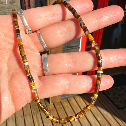 Collar " Protección y Confianza" | Ojo de tigre y Hematita | Plata 925