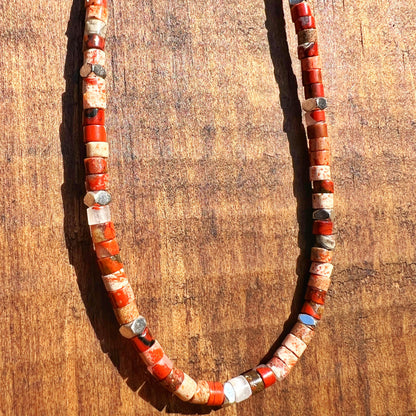 Collar "Energía y Propósito" | Jaspe Mosaico y Hematita | Plata 925