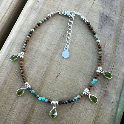 Pulsera "Evolución y Transformación" | Turquesa Africana y cristales | Plata 925