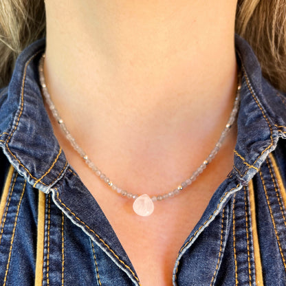 Collar "Protección e Intuición" | Labradorita y Cuarzo Cristal | Plata 925