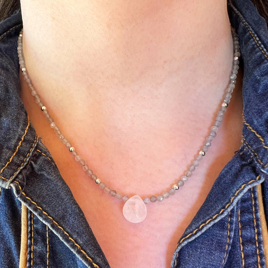 Collar "Protección Espiritual" | Labradorita y Cuarzo cristal | Plata 925