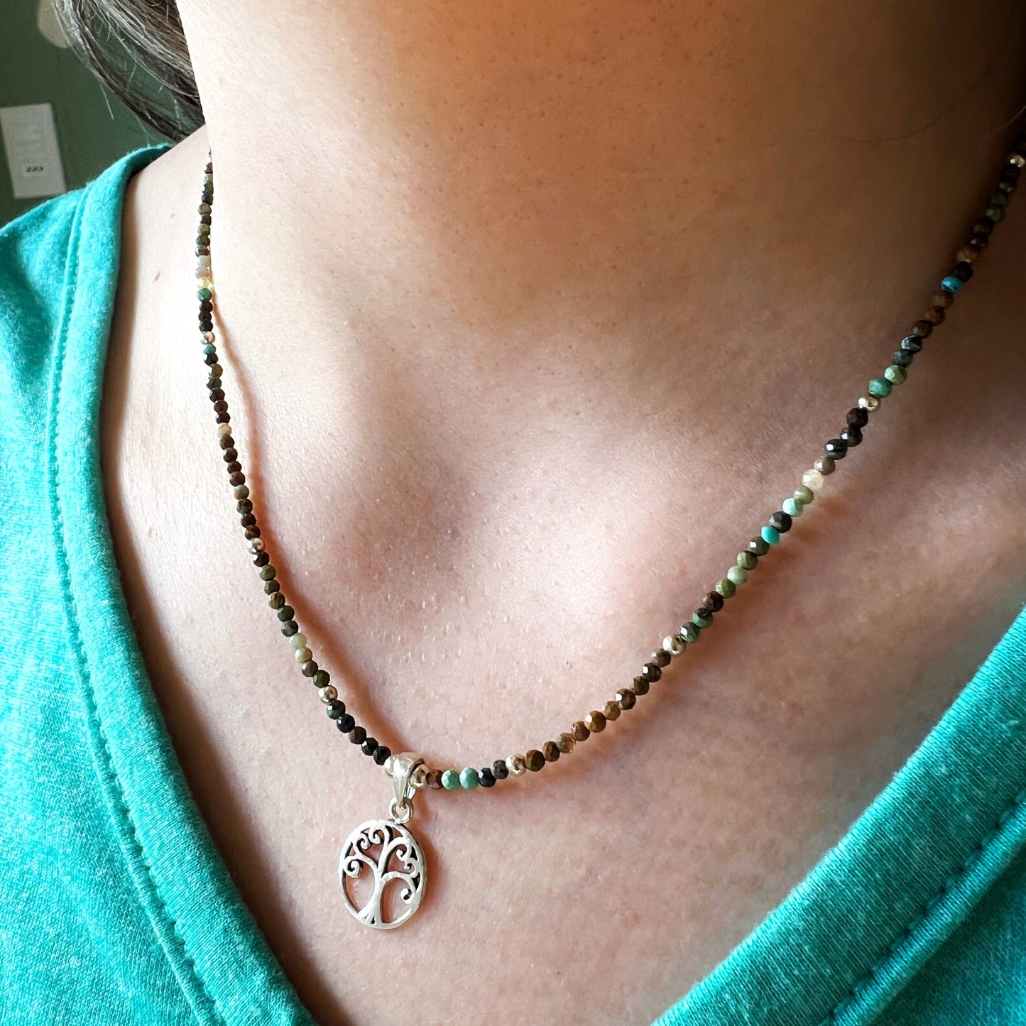 Collar "Renacimiento Interior " | Turquesa Africana y Árbol de la Vida | Plata 925