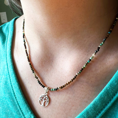 Collar "Renacimiento Interior " | Turquesa Africana y Árbol de la Vida | Plata 925
