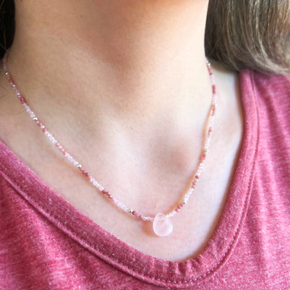 Collar "Amor propio"| Cuarzo Rosa y Rodocrosita | Plata 925