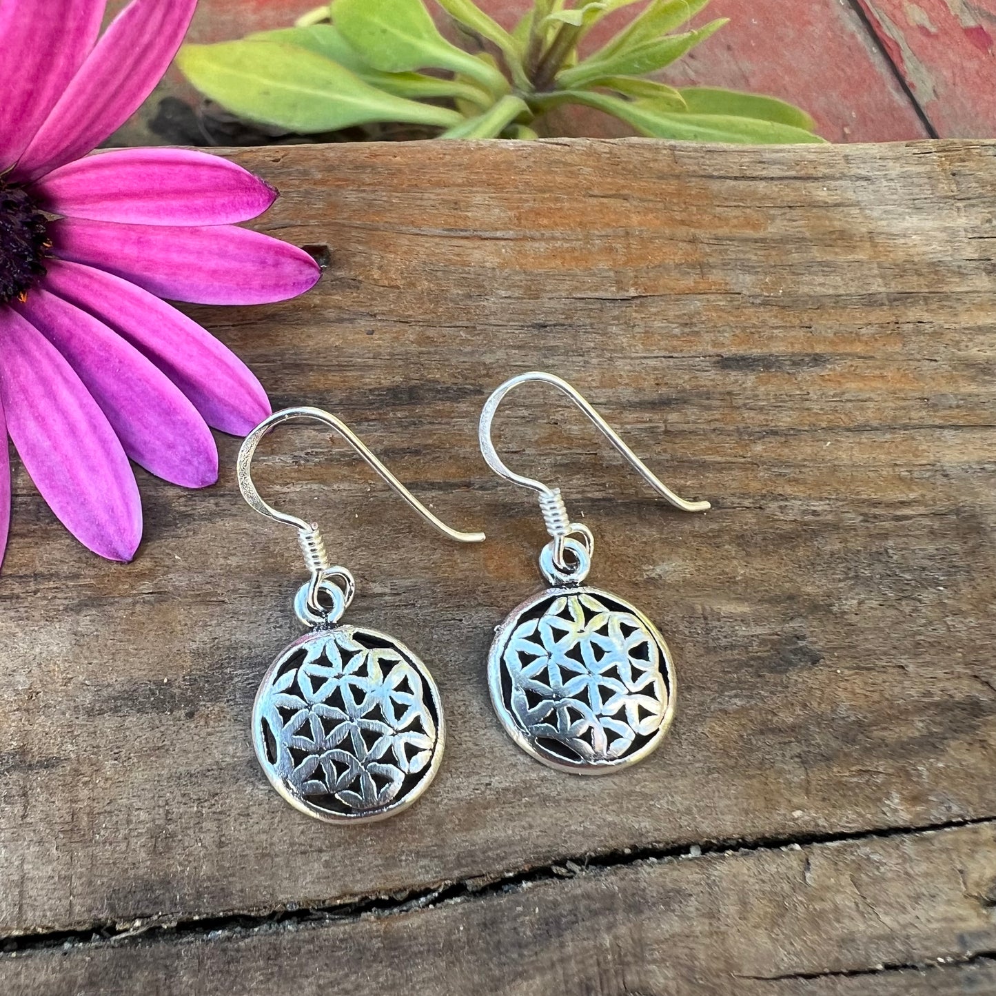 Aretes de Plata Colgantes | Flor de la Vida