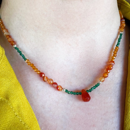 Collar "Prosperidad y Abundancia" | Cornalina, Citrino y Aventurina Verde | Plata 925