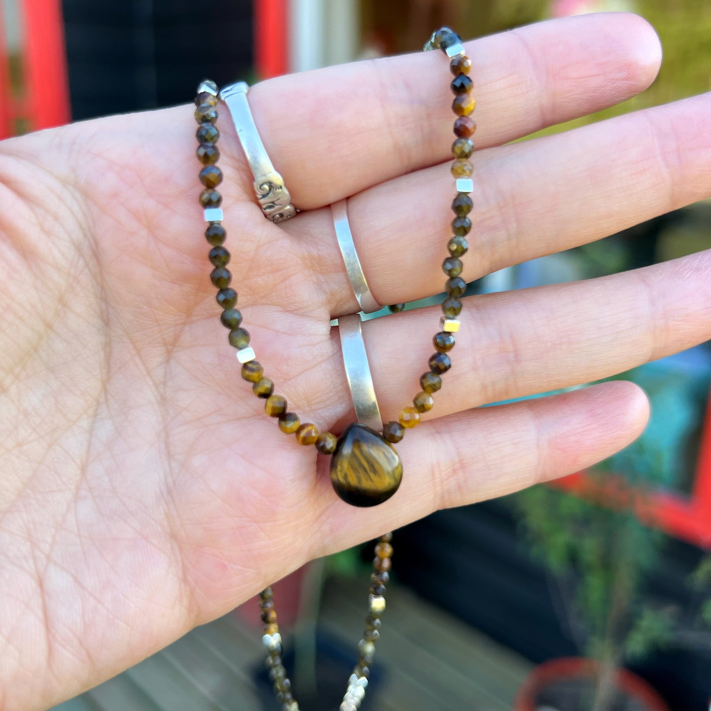 Collar " Protección Energética" | Ojo de Tigre, Obsidiana Dorada y Hematita | Plata 925