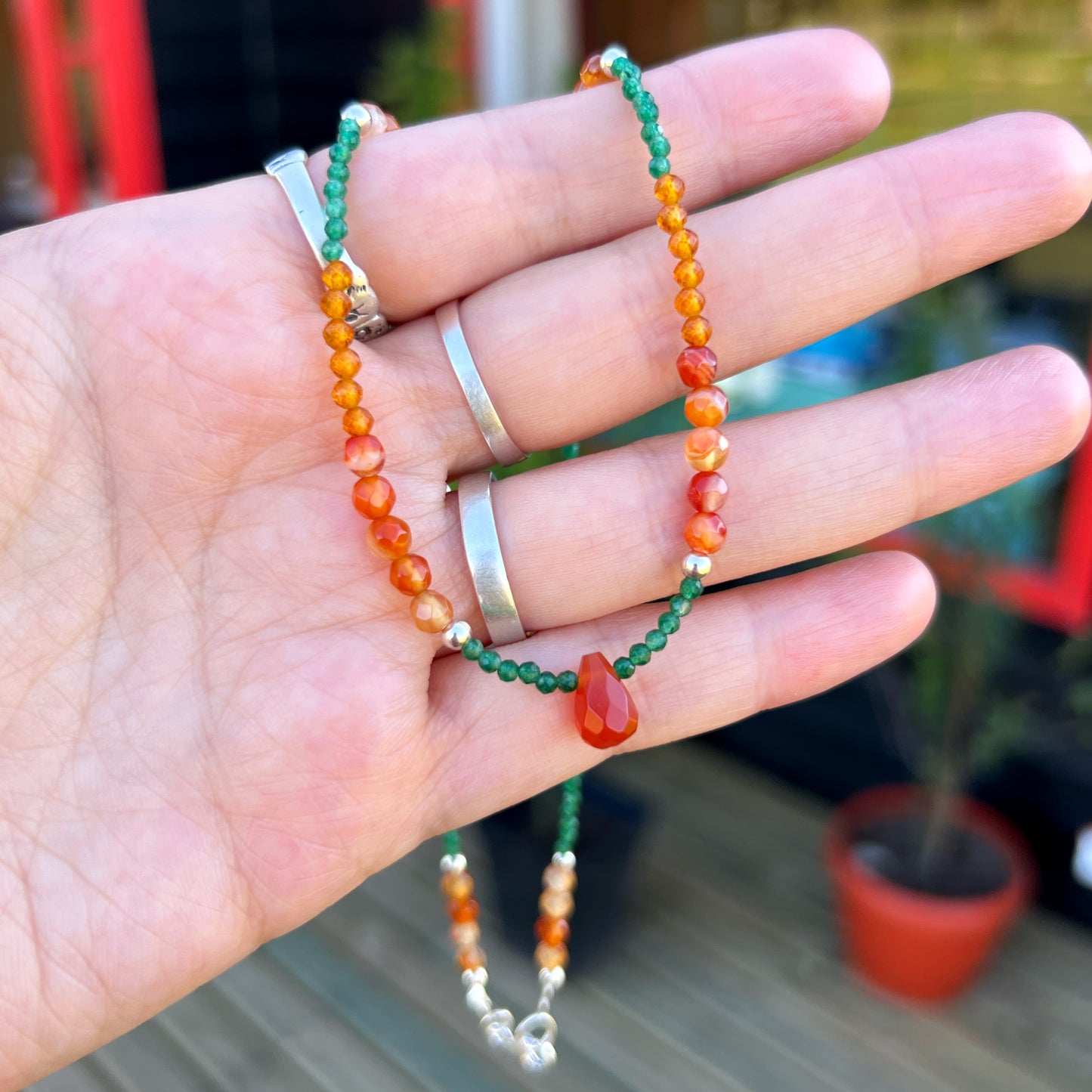 Collar "Prosperidad y Abundancia" | Cornalina, Citrino y Aventurina Verde | Plata 925