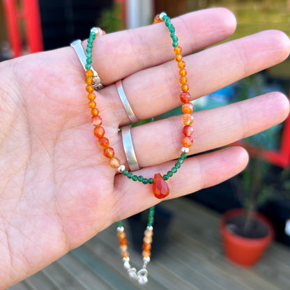 Collar "Prosperidad y Abundancia" | Cornalina, Citrino y Aventurina Verde | Plata 925