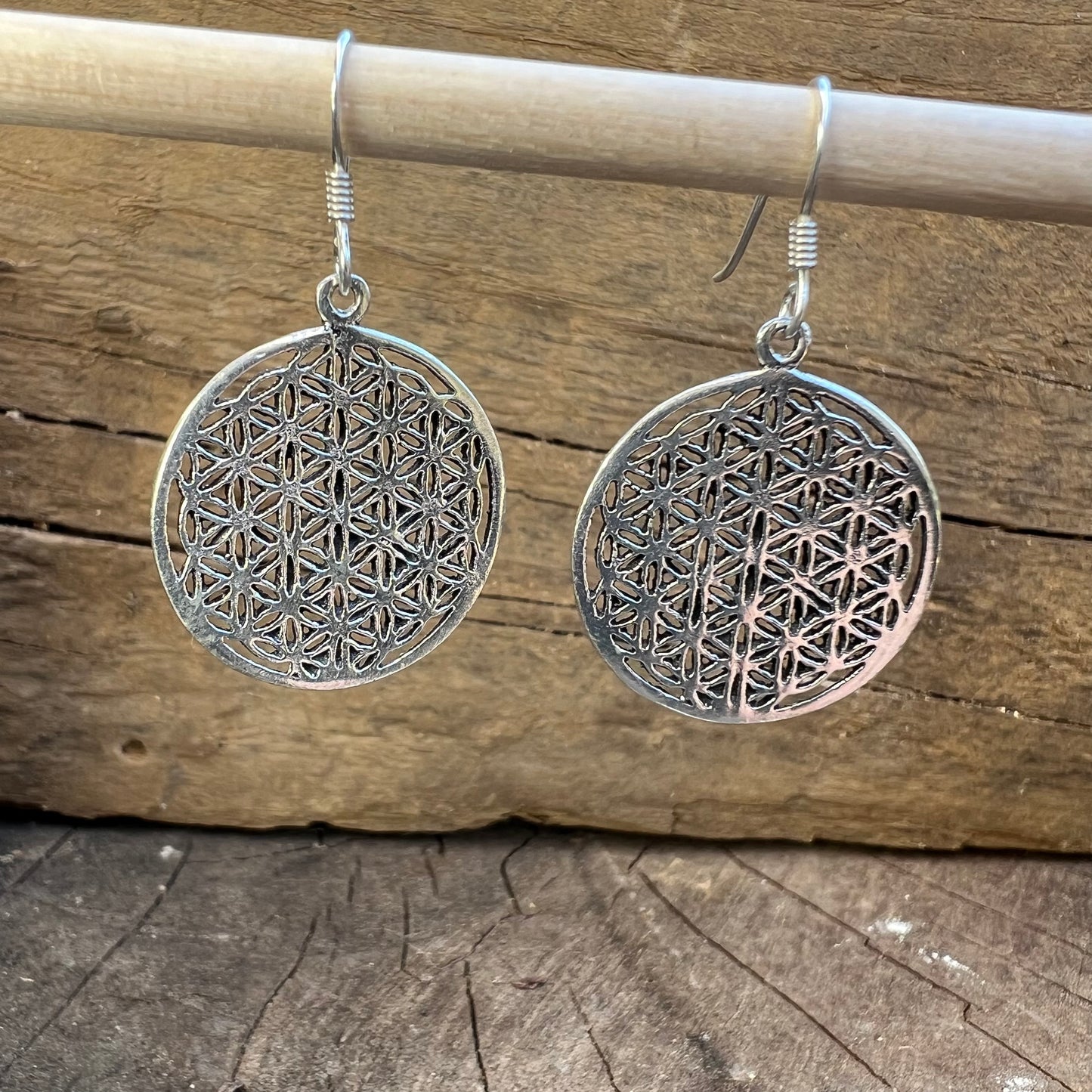 Aretes de Plata Colgantes | Flor de la Vida