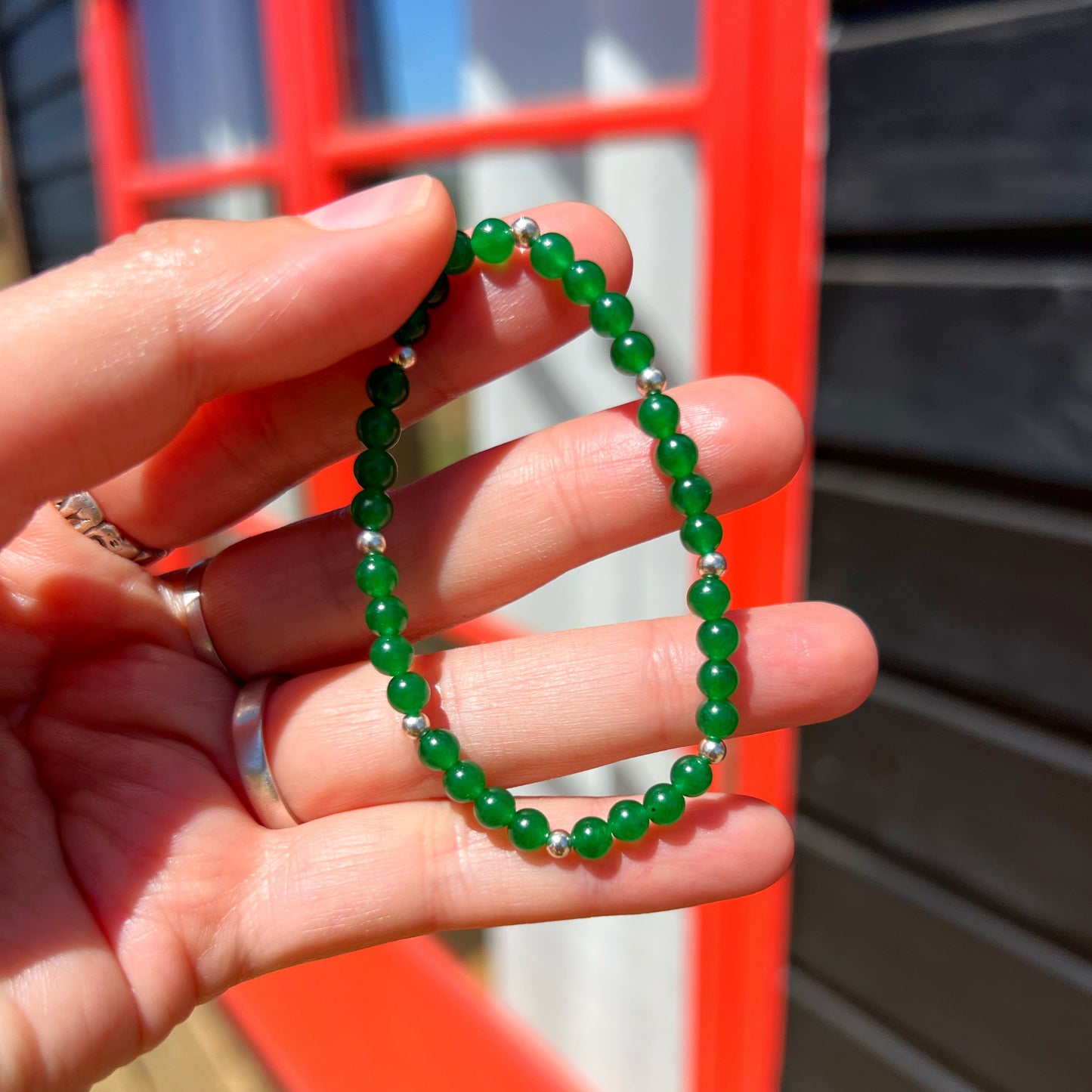 Pulsera Elasticada  "Buena Suerte y Oportunidades"| Aventurina Verde | Plata 925