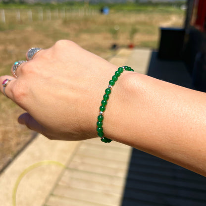 Pulsera Elasticada  "Buena Suerte y Oportunidades"| Aventurina Verde | Plata 925