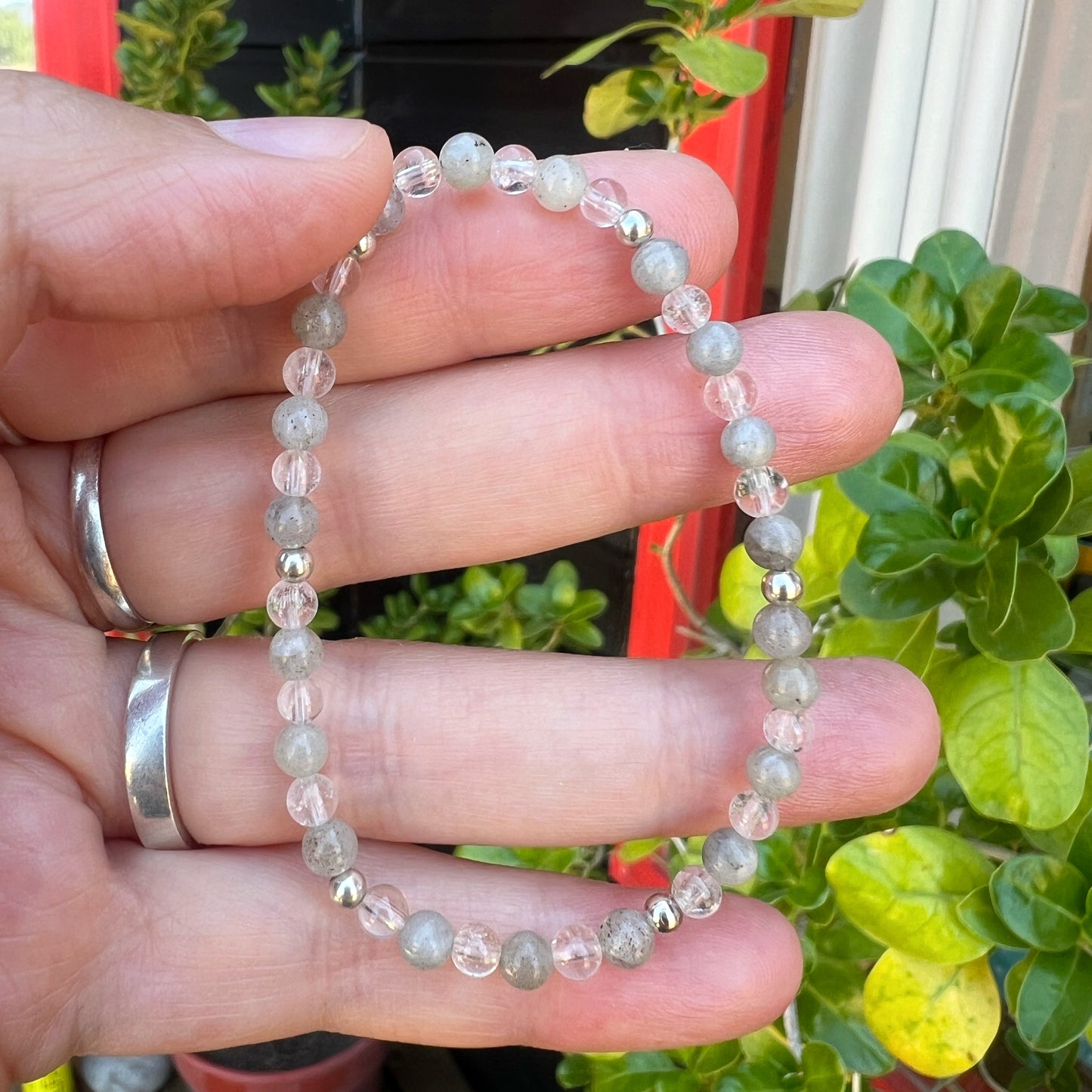 Pulsera "Protección Espiritual" | Labradorita y Cuarzo cristal | Plata 925