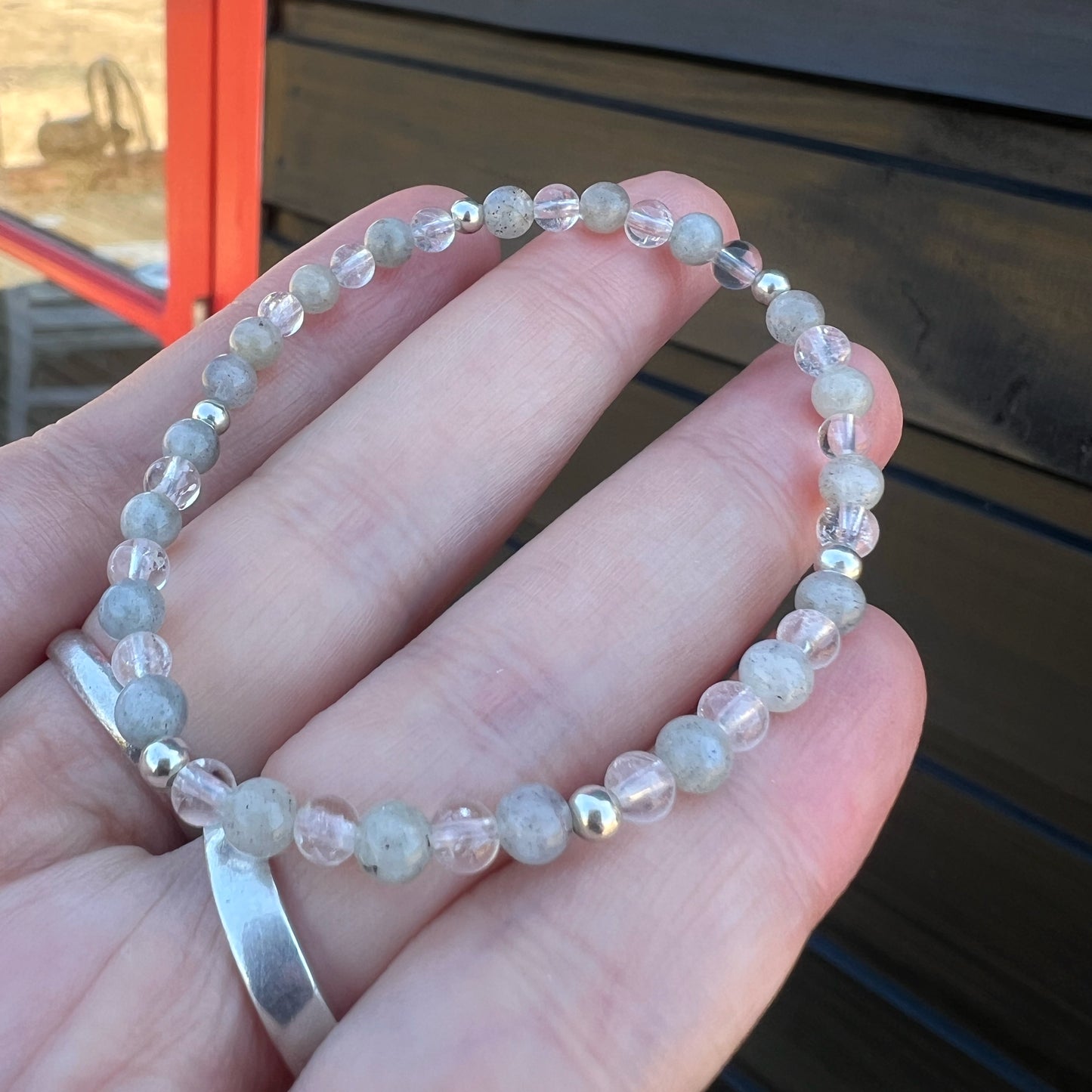 Pulsera "Protección Espiritual" | Labradorita y Cuarzo cristal | Plata 925